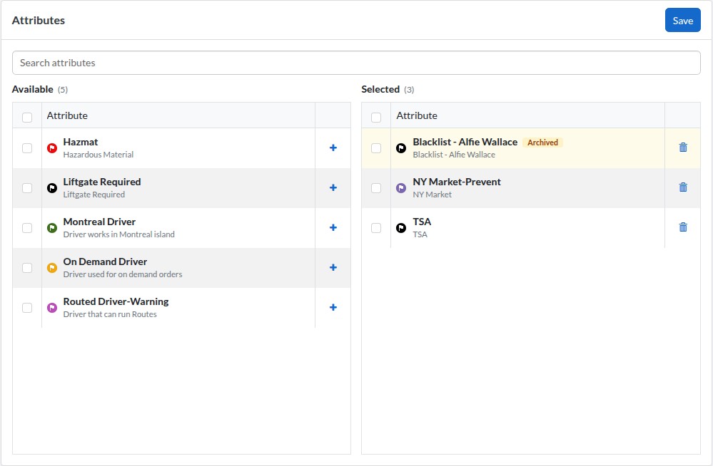 Assign Attributes to a Driver