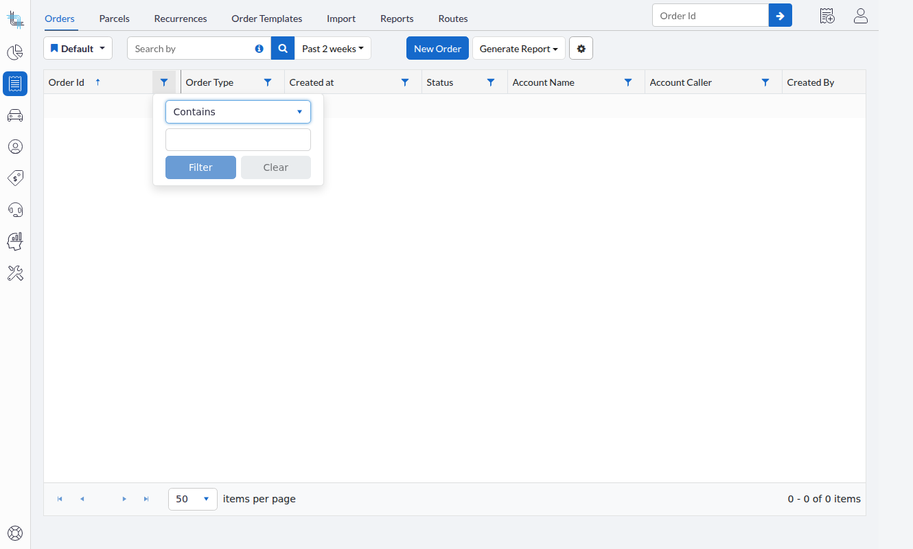 order list company filter